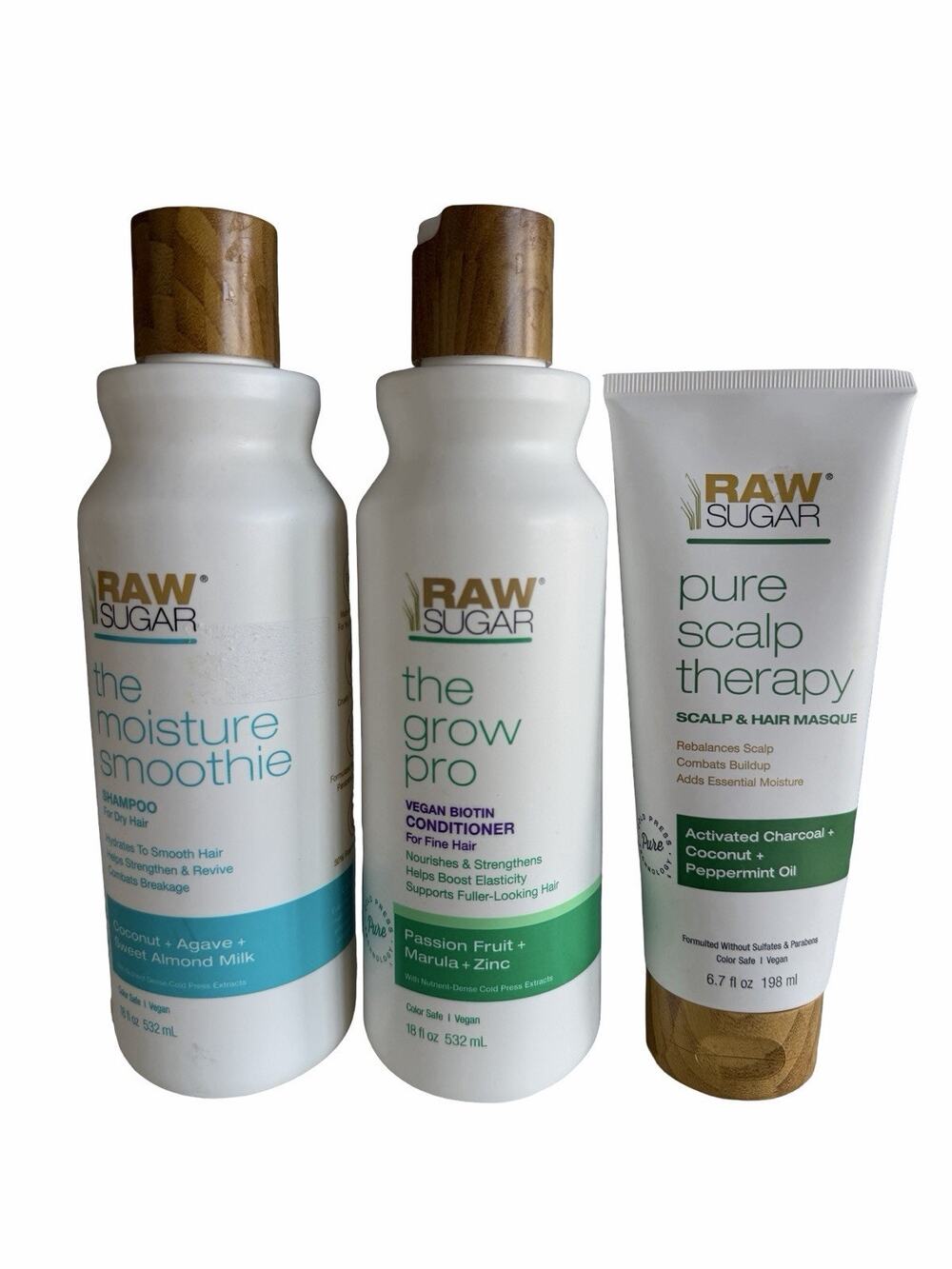 NEW Set Of 3 RAW SUGAR Hair Product: Shampoo, Conditioner & Mask FULL SIZE